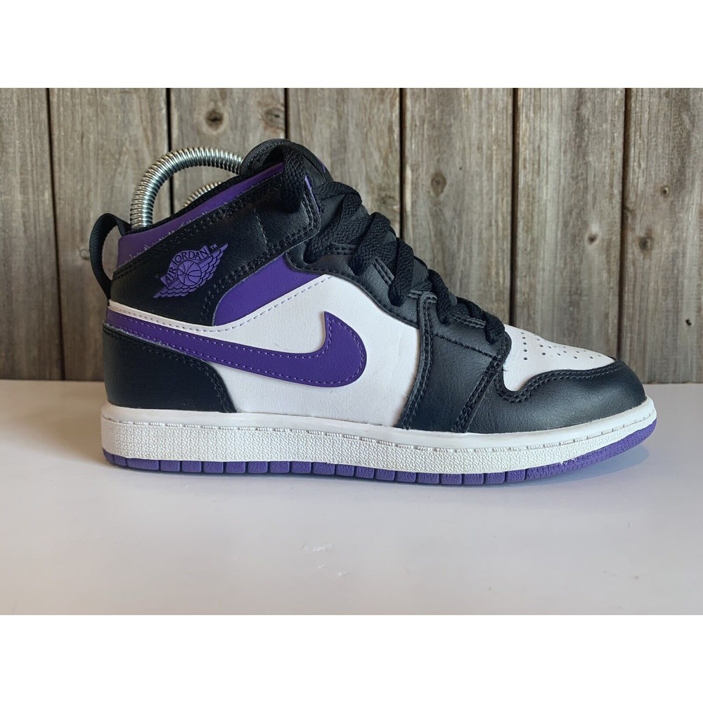 Nike KIDS' TODDLER JORDAN 1 MID CASUAL SHOES 2.5Y Purple/white/black